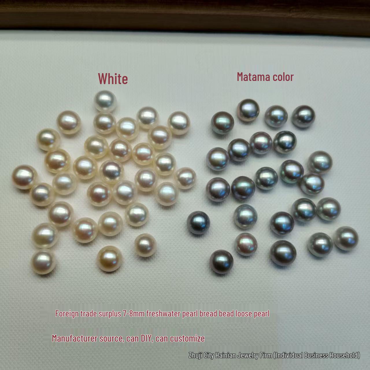 

7-8mm White Hanadama Mantou Bead Freshwater Pearl Half-Drilled Beads for DIY Earrings and Rings. 3A+ Hanadama Color