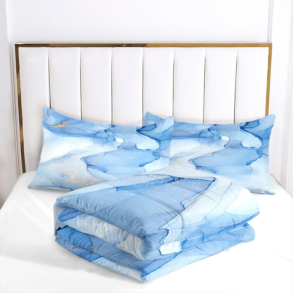 Home Textiles Bedding Quilt Three-piece Set Brushed Printing Marble Casual Style Fat Quilt Set
