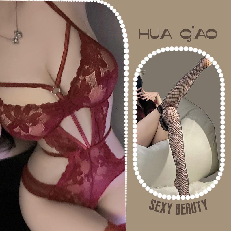 Hollow Skinny Underwear Sexy Siamese Temptation Strap Perspective Lace Free Purple Flirting Underwear