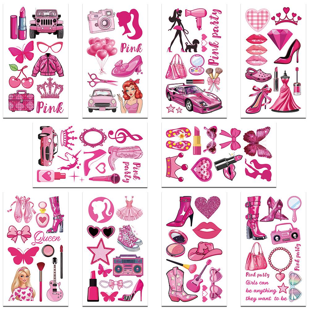 

10 листов Мультяшные Розовые Вечериночные Тату-наклейки Для Лица Руки Тела Временные Поддельные Водонепроницаемые Тату-наклейки Девочки Креативные Подарки