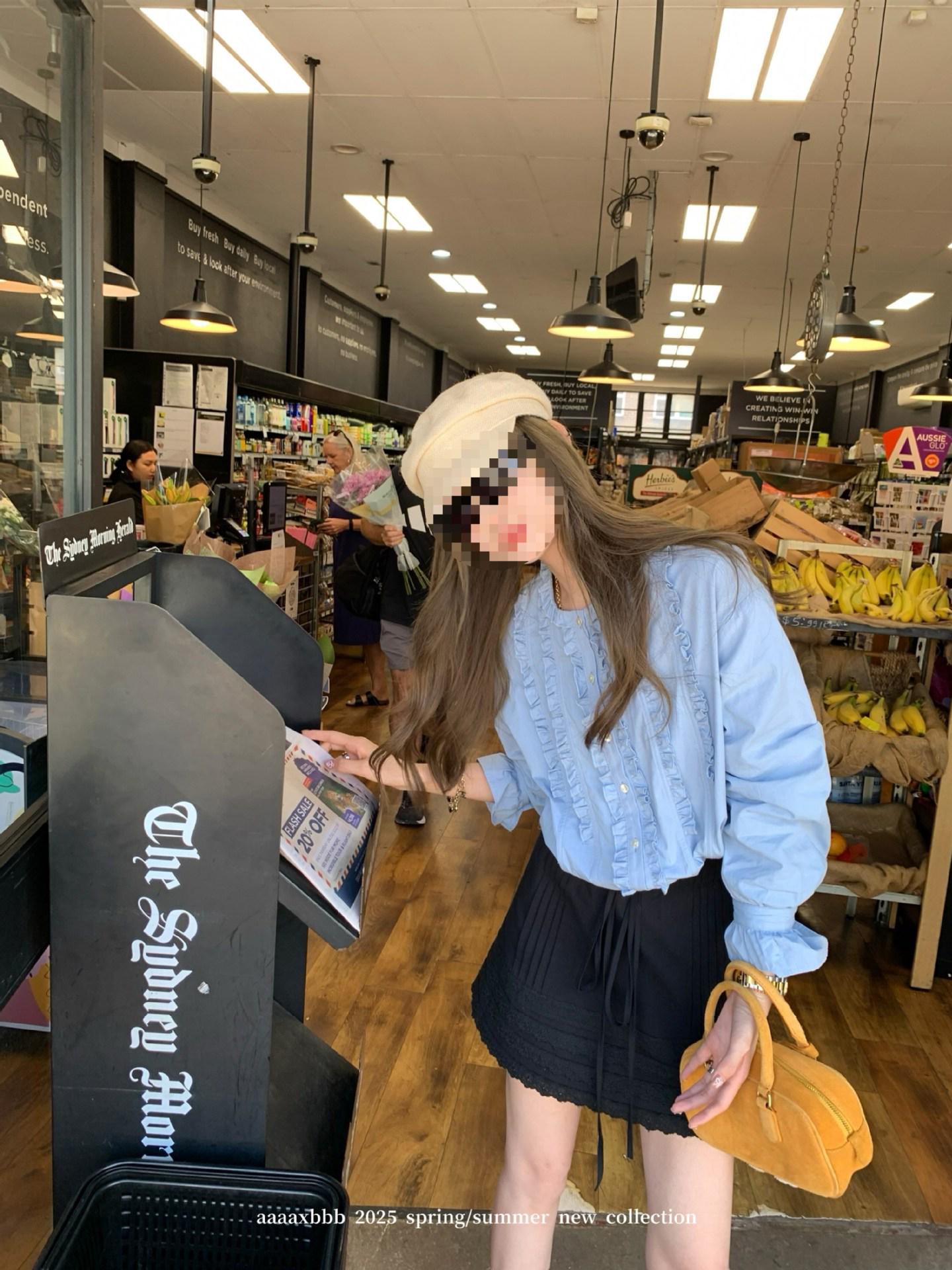 Unfinished Cotton Lace Black & White Two-Tone Casual Short Skirt Large