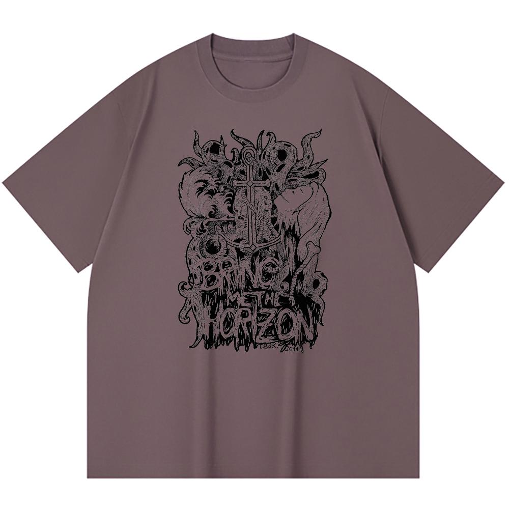 230 Gsm 100% Cotton Heavy Metal T-Shirt Rock Band Popular Music Print Unisex Heavy Cotton T Shirt