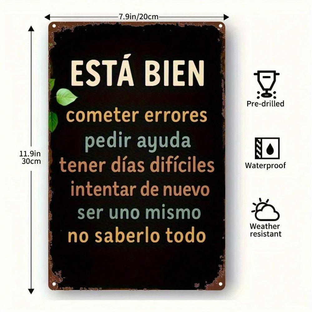 Unik Spansk Metallväggkonst 8x12 Tum Svart Inomhus Utomhus Metallskylt