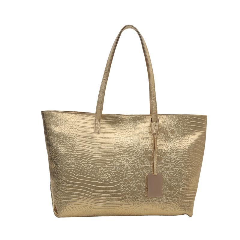 European and American Retro Large Capacity Tote Bag for Women New Fashion Crocodile Pattern Personalized Casual Shoulder Bag Underarm Bag