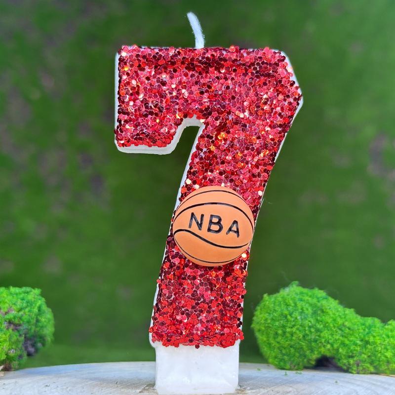 Basketball Number Birthday Cake Candles - Creative Digital Party Decorations