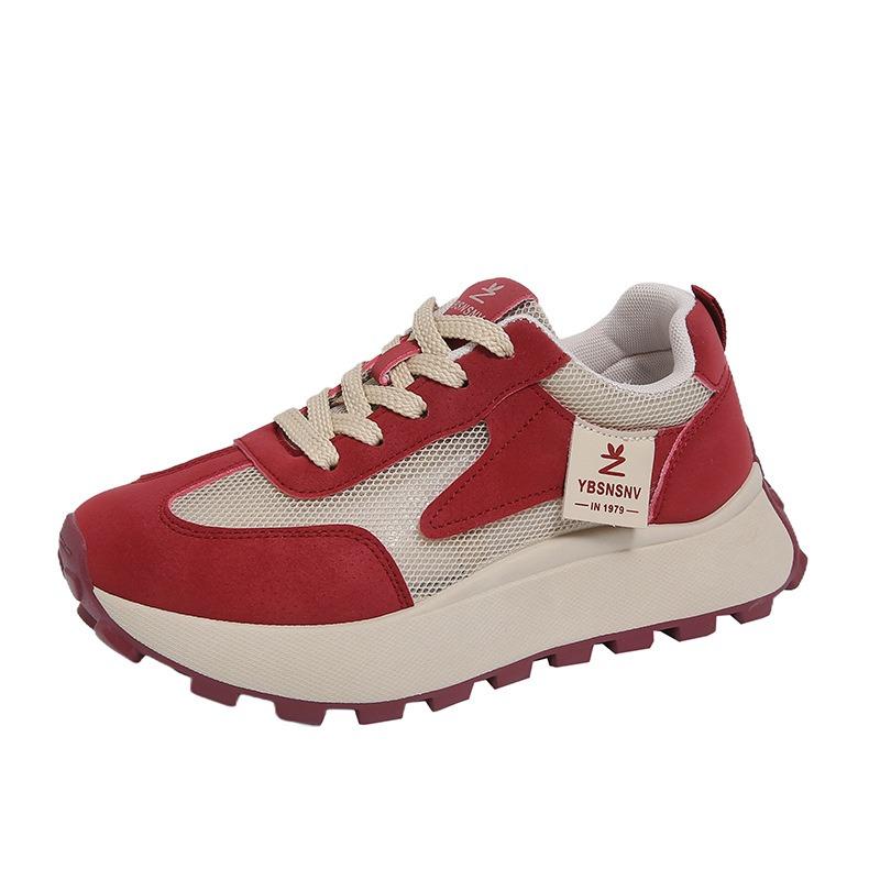 Thick-soled Through-net Sports and Leisure Shoes Women's Spring New Lightweight Dad Shoes Versatile Student Running Shoes