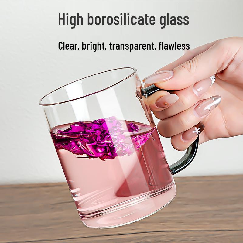 High-Temperature Resistant Borosilicate Glass Cup with Handle – Ideal for Tea, Coffee, Water, and Milk
