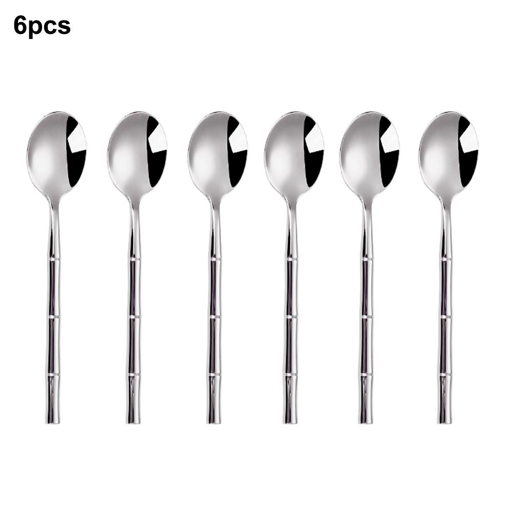 6/24/30Pcs Stainless Steel 304 Cutlery Set Sliver Tableware Western Bamboo Shaped Handle Dinner Set Knife Fork Spoon Sliverware
