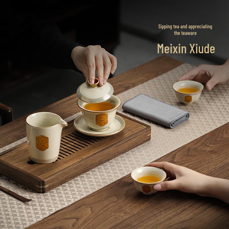 Artisanal Ceramic Sancai Gaiwan Tea Bowl