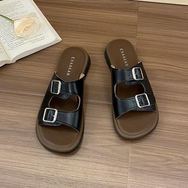 Fashion Flat Shoes Female Woman's Slippers Luxury Slides 2025 Designer Beach Summer Scandals Flat Shoes Female Womens Slippers Outdoor P