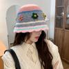 Knitted Basin Hat Autumn Winter Wool Hat Women's Colorful Flower Fisherman Hat