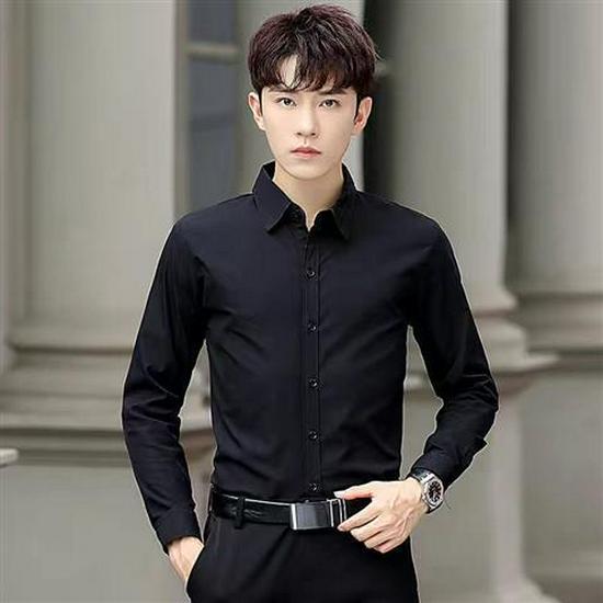 Men's White Slim Fit Long Sleeve Shirt - Korean Style, Spring/Autumn, Versatile Solid Color Business Wear