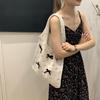 Aesthetic Knitted Bag Women Hollow Out Crochet Bow Handbag Large Capacity Handmade Tote Bag Summer Beach Woven Shoulder Bag
