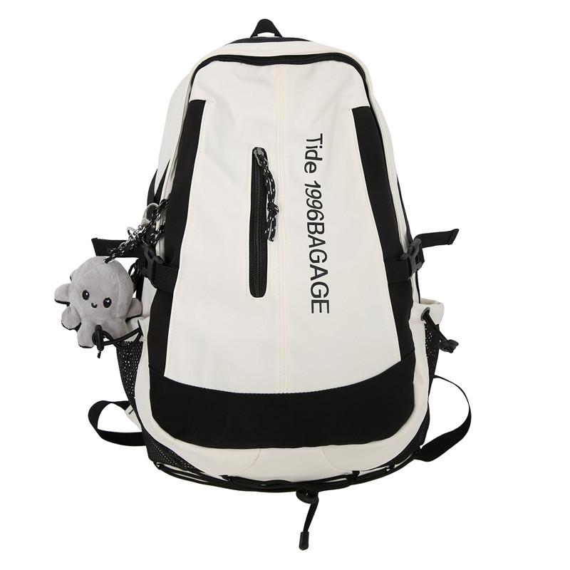 

Japanese trendy brand backpack men, fashion trend large-capacity tooling college student schoolbag women, leisure travel backpack Single pack білий