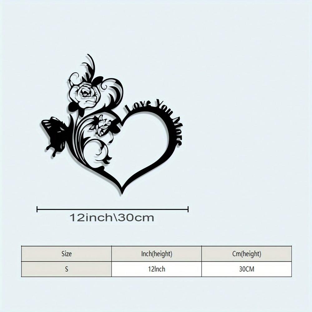 Vintage Heart Rose Metal Wall Art with Butterfly Love Text Weather Resistant Romantic Home Decor Valentine Gift