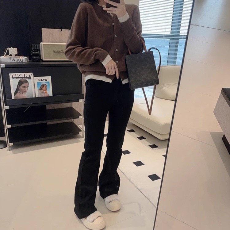 Retro Style Color-Block Two-Piece Wool Sweater - Soft, Skin-Friendly, Slimming Knit Cardigan for Women