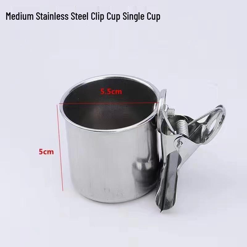 Stainless Steel Bird Feeder Cup for Budgies and Cockatiels - Food and Water Dish Birdcage Accessory.
