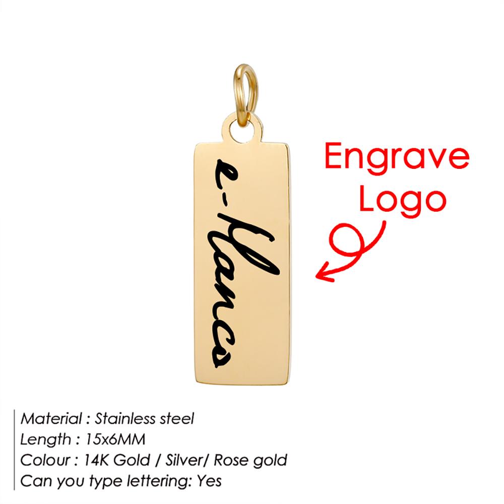 e-Manco Custom Tags Stainless Steel Charms for Necklace Bracelets 6 Sizes to Choose