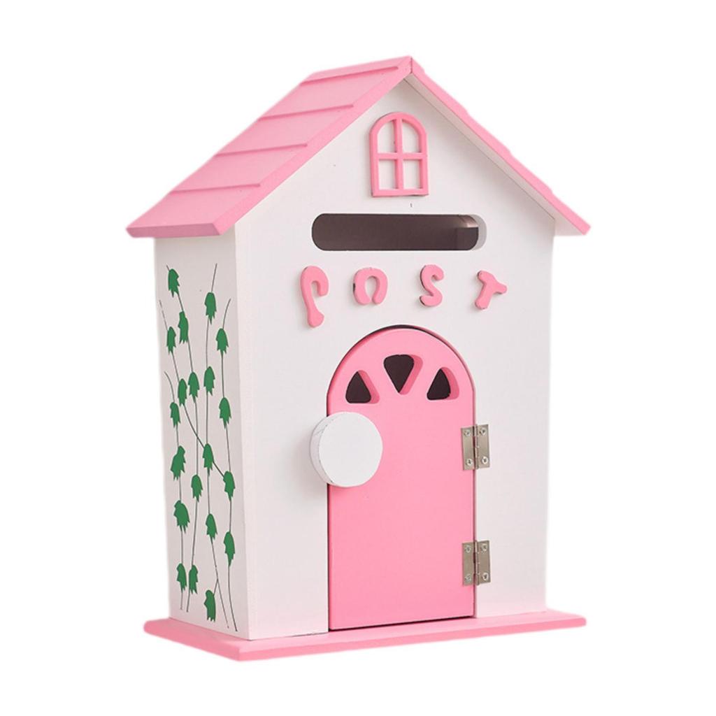 Wall Mount Mailbox Mailbox with Key Lock Wood Communication Mail Box Drop Box Letterbox for Corridor Front Door