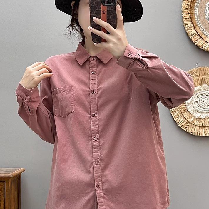 2025 Autumn Korean Style Loose Slimming Versatile Women's Long Sleeve Shirt