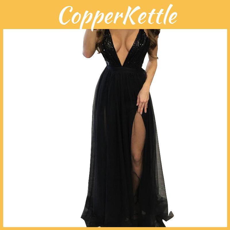 Elegant Women Party Sling Evening Dress With Deep V-neck And Stunning Backless Design