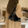 Pu Leather Retro Rivet Shoulder Bag Spicy Girl Motorcycle Bag Punk Tote Bag  Girls