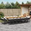 VidaXL Garden Dining Set 17 Pcs Cushions Black Braided Resin 3278198