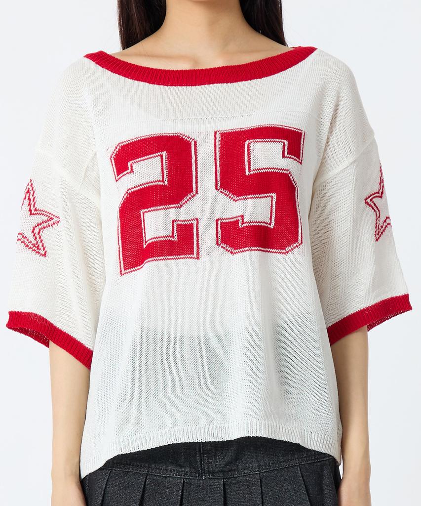 ANDTHEOTHER Oversized Round Neck Short Sleeve Knit Red