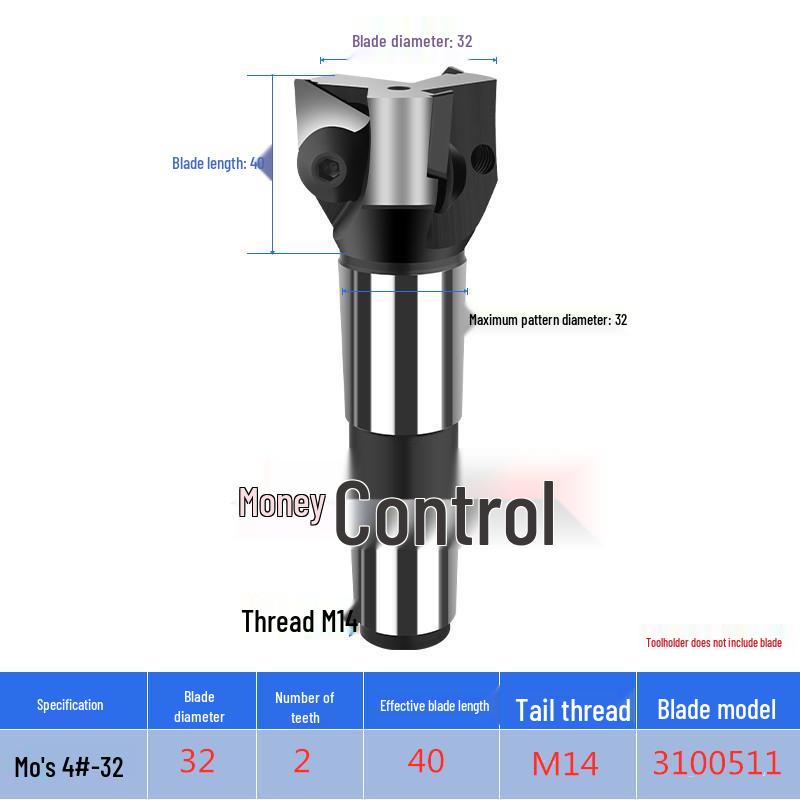 Triangular Right-Angle Face Milling Cutter, Interchangeable Head, Morse 3# 4# Straight/R8 Shank, 90° Triangular Insert.