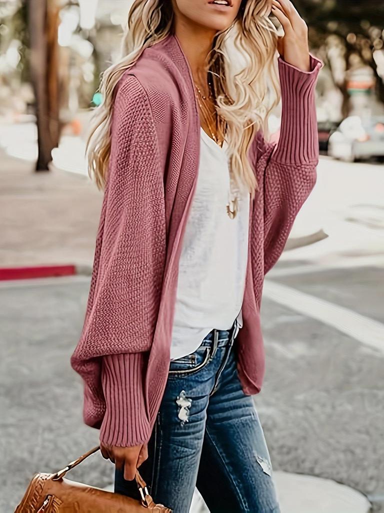 Plus-Size Knit Batwing Shawl in Navy