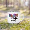 Personlised Mug Teachers Change The World  Print Coffee Cups Custom Name Drinks Enamel Cup Teacher's Day Thanks Gift for Teacher