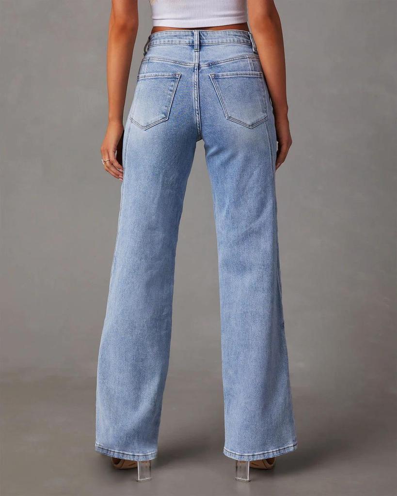 Jeans larghi a patchwork stile europeo da donna 2025