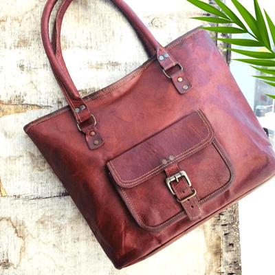Damen Vintage Ledertasche, handgefertigt, Schultertasche, Damen-Shopper, lässige Handtasche
