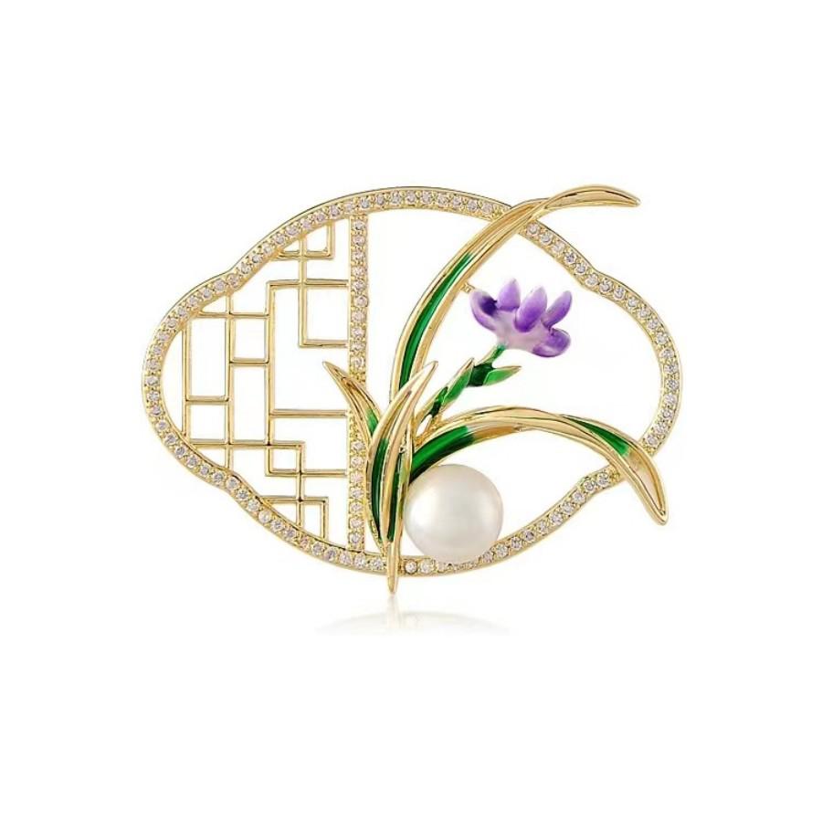 Matte Gold Pearl Wheat Ear Corsage Brooch for Women - High-End Versatile Pin with Anti-Exposure Design