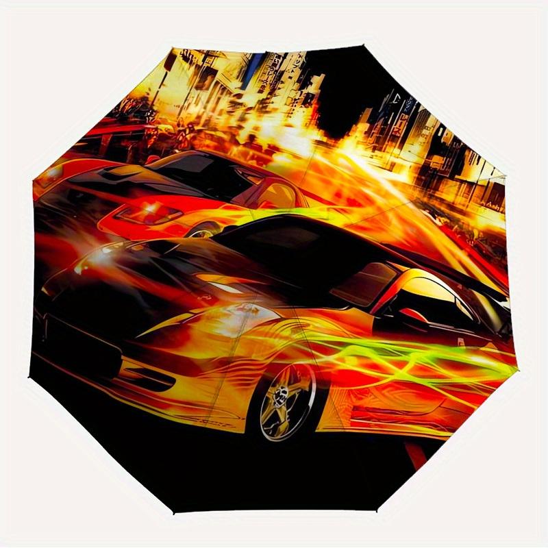 

1pc City Racing Flame Trails Themed High-quality Umbrella,Automatic Opening and Closing Umbrella,Multi-functional Umbrella G0811165
