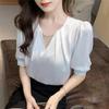 Shirt Blouse Short Sleeve Summer Chiffon Blouse Elegant Tops Loose Fit Covers Adult Stylish Elegant Versatile Everyday Wear Office Casual Commuting
