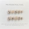 HANDMADE Square Round Artificial Nail Art Champagne Nude Cat'S Eye Pure Color Short Colorful Gentle Cream Rainbow Fake Nails Reusable