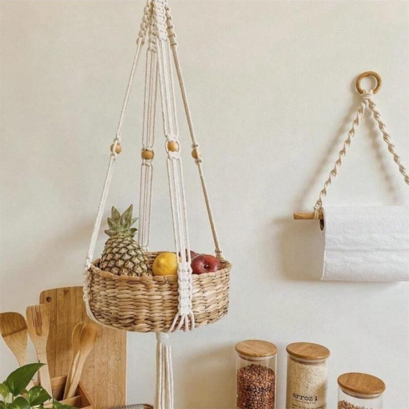 Multipurpose Woven Tassels Hanging Net Nordic Cotton Rope Macrames Plant Hanger for Flower Pot Holder and Home Wall Decors