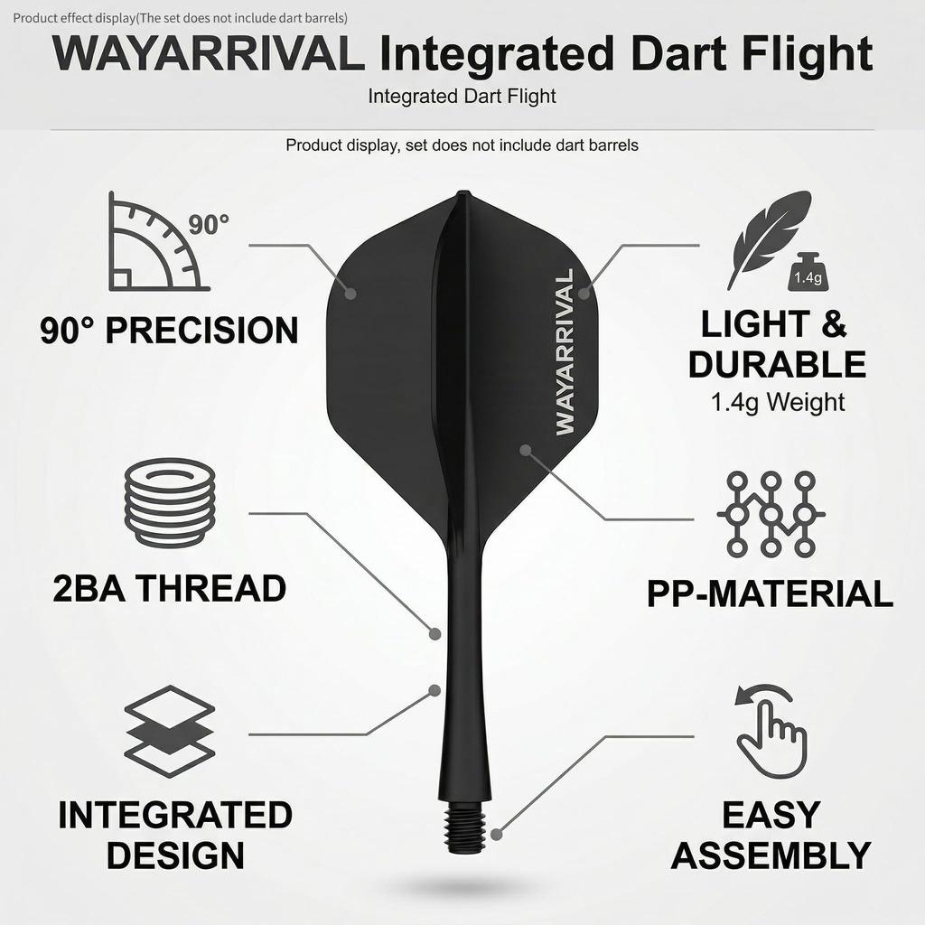 WayArrival darts flight shaft integrated set of 3 2BA standard durable precision molded 90 degree retention screw loosening prevention beginner