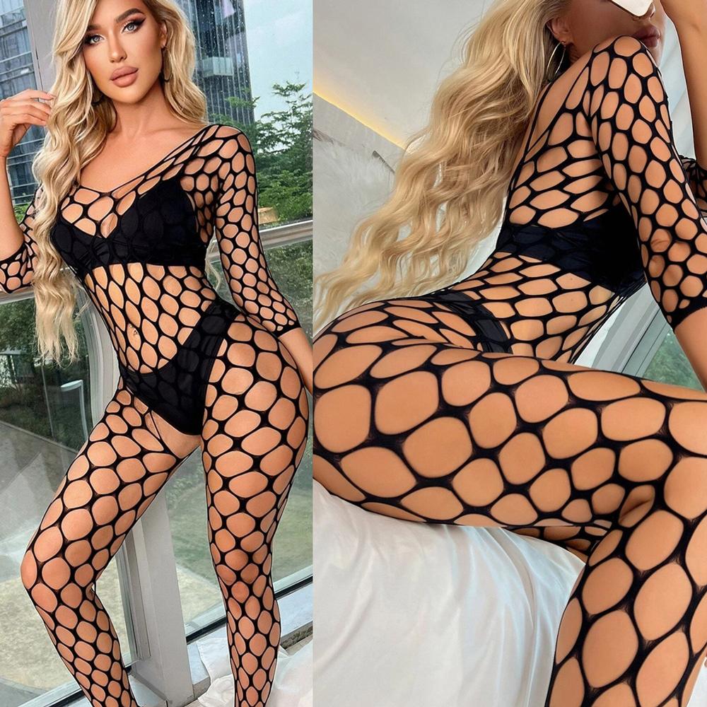 Sex Women'S Bodystocking Hot Hollow Out Sexy Lingerie Fat Plus Size Full Bodysuit Erotic Woman Open Crotch Underwear Clothing