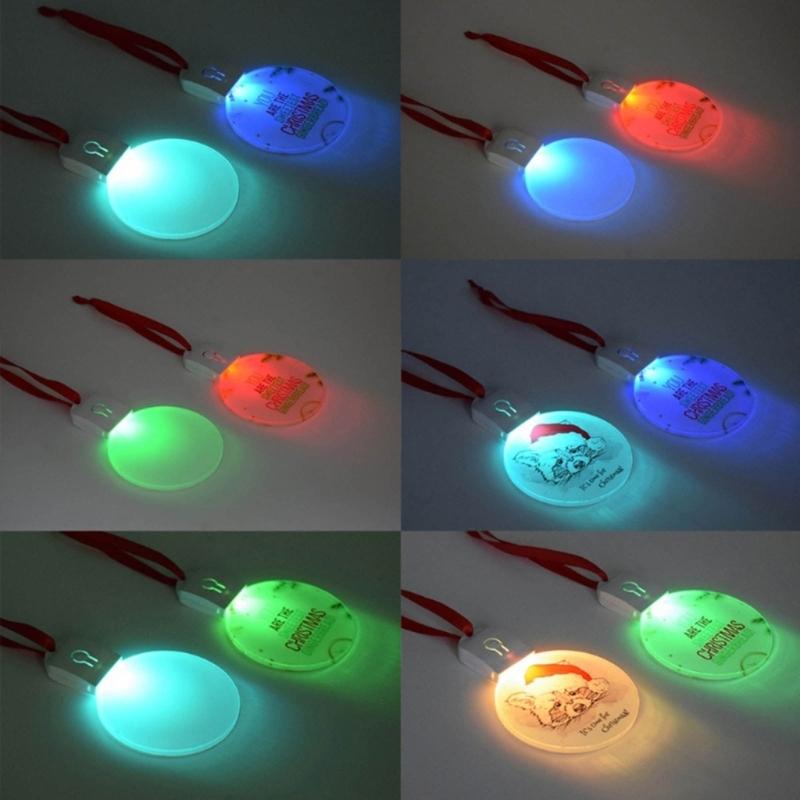 Light Up Hanging Ornaments Rechargeable DIY Acrylic Blank Pendant Charm with Rope for Festival Wedding Party Home Decor