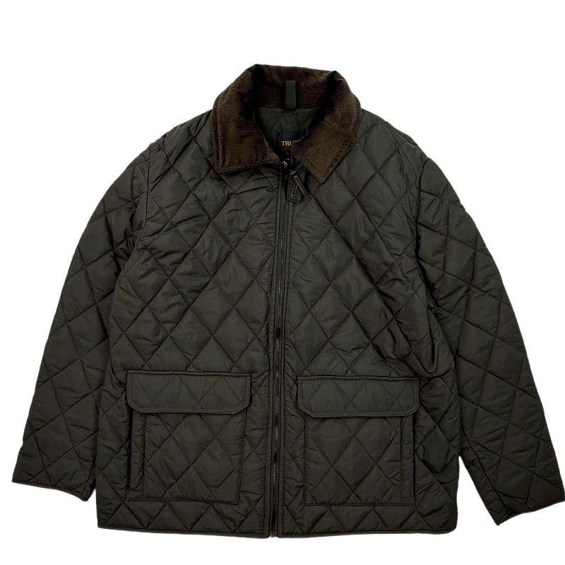European and American Style Men's Autumn and Winter Thin Classic Quilted Jacket with Corduroy Lapel, American Casual Retro Cotton Jacket