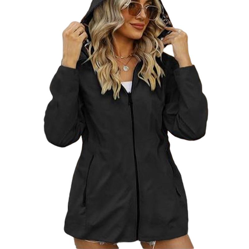 Giacca a Vento da Donna Reversibile Autunno 2024 con Stampa e Zip - Giacca Moda Coreana Giapponese
