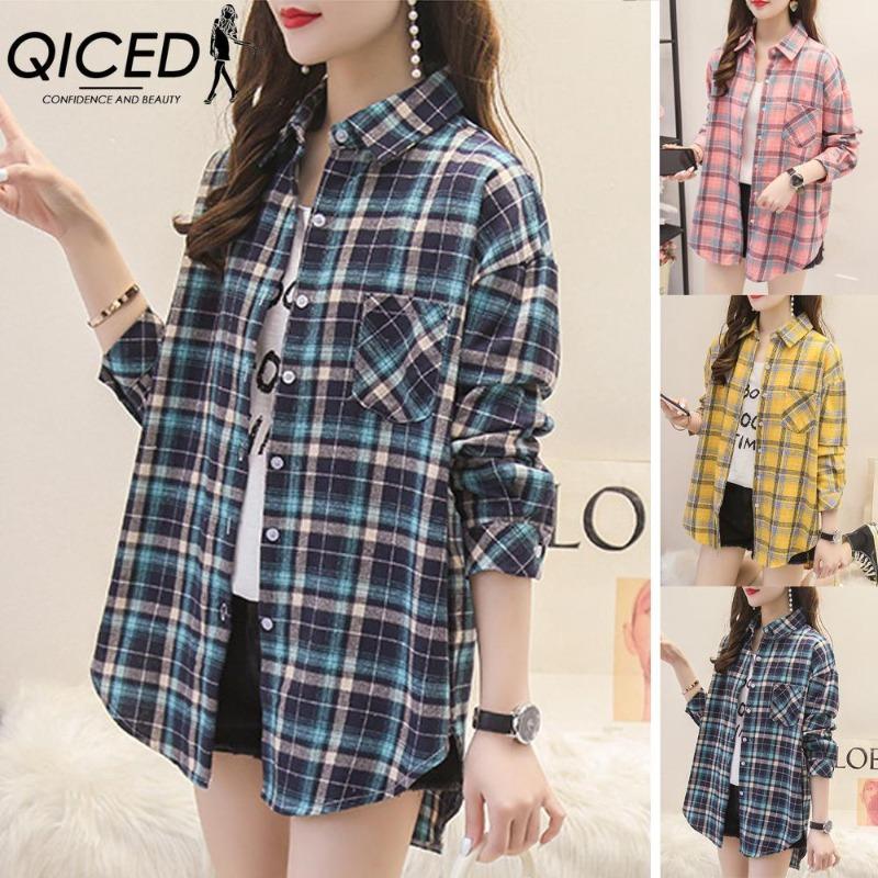 QICED Mote dame avslappet langermet POLO-hals bluser og skjorter