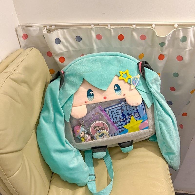 Hatsune Miku Two-dimensional Cute Girl Messenger Bag Cartoon Doll Backpack Student Bag Transparent Shoulder Bag