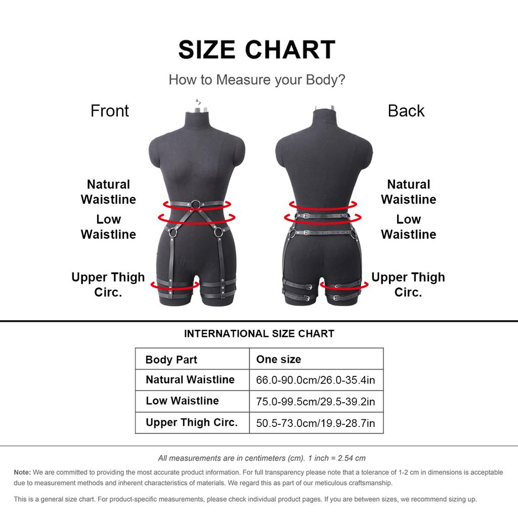 Black Faux Leather Body Harness with O-Rings, Adjustable Punk Garter Belt for Women