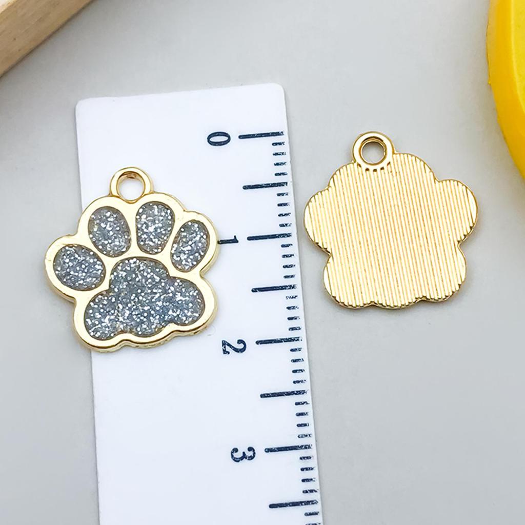DIY Glitter Dog Paw Pendant: Alloy Drip Oil Jewelry for Pet Tags & Bracelets