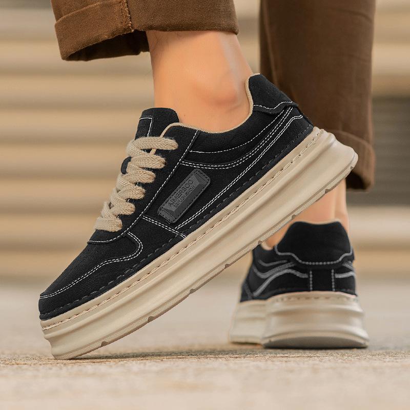 Shoes autumn new thick-soled heightening casual shoes black board shoes low-top lace-up sneakers