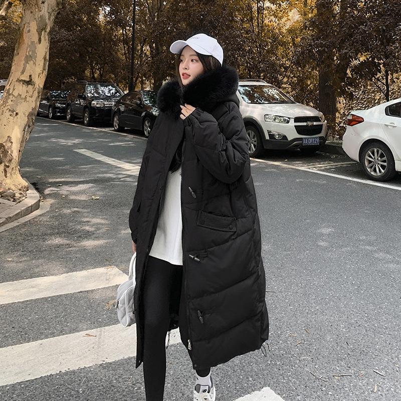 Tooling Padded Jacket Women Winter Korean Mid-length Large Fur Collar Loose BF Thick Plus Velvet Padded Jacket