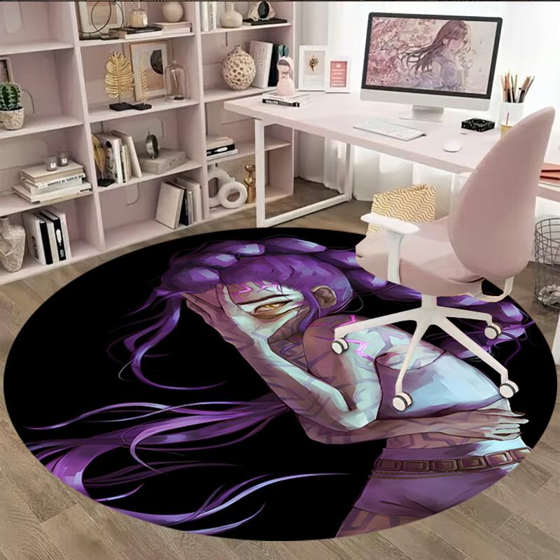 1pc KPop Demon Hunters RUMI5 Print Round Carpet Chair Round Carpet Suitable for Bedroom Living Room Home Decorative Carpet